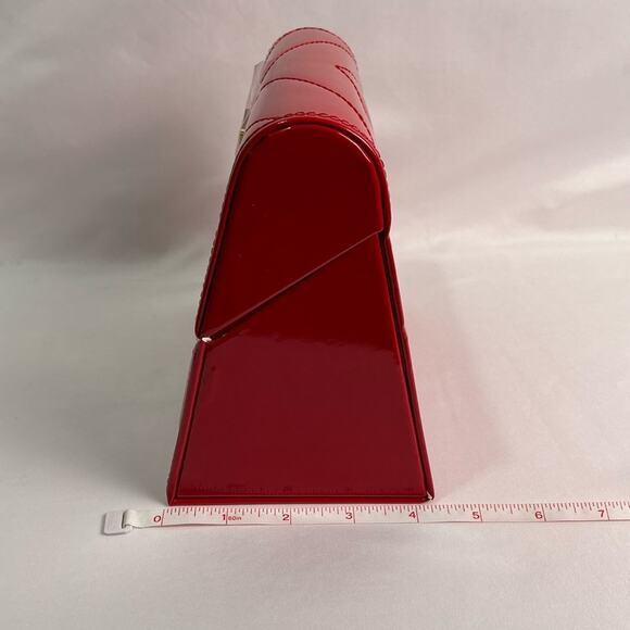 YSL Yves Saint Laurent Red Chevron Quilted Clutch Counter Display New - Picture 10 of 12